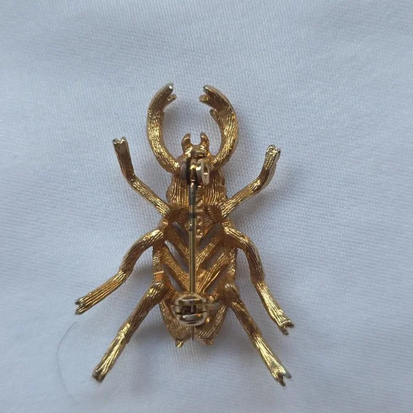 Gold Insect Brooch with Multicolor Gems - Picture 2 of 3